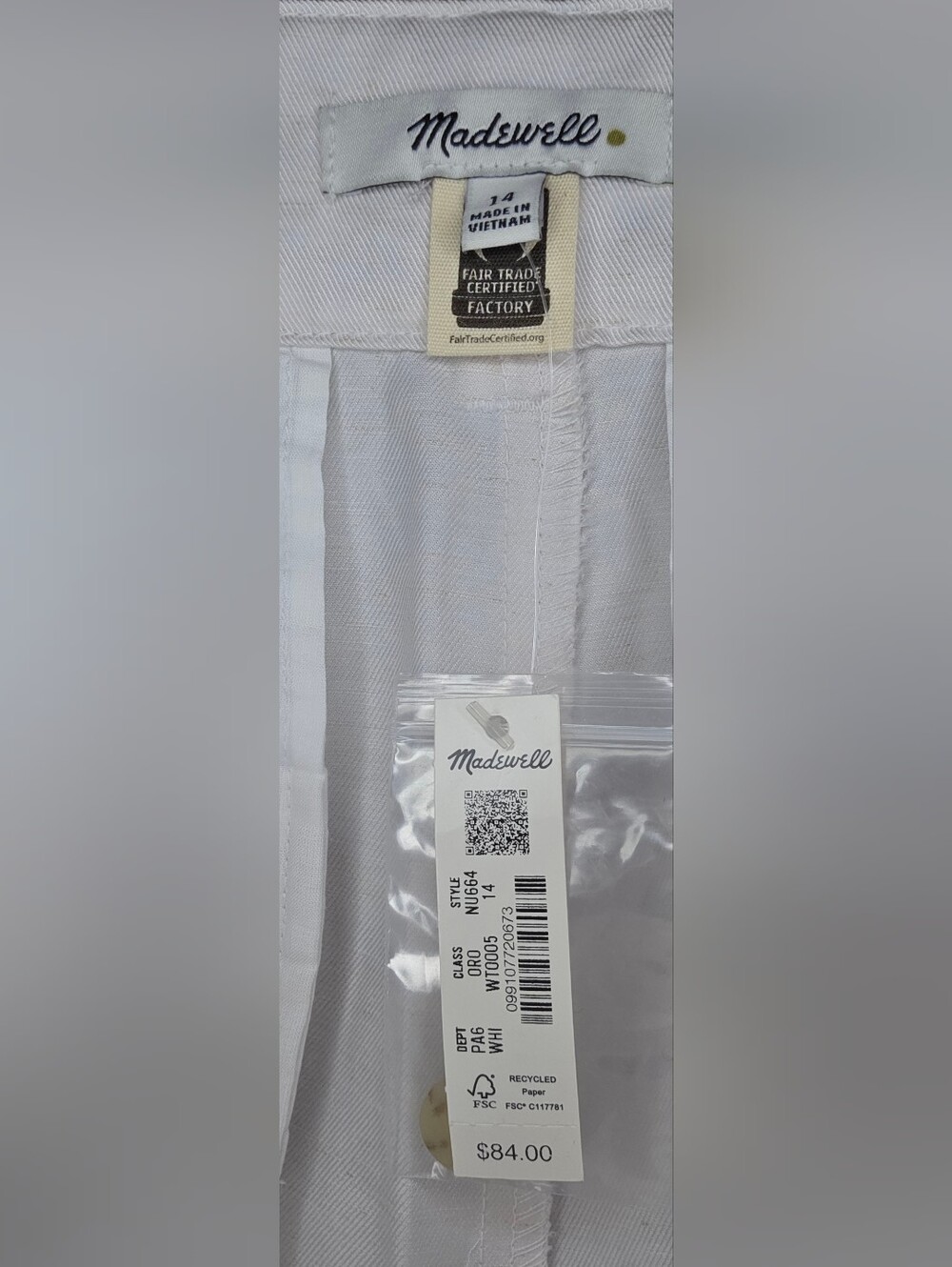 Madewell White High Rise Pleated Tailored Shorts Size 14 Coastal Grandmother - Picture 10 of 10